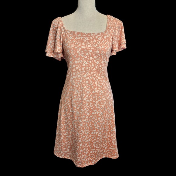 SO Dresses & Skirts - Milkmaid Babydoll‎ Cottagecore Pink Floral Midi Dress Medium